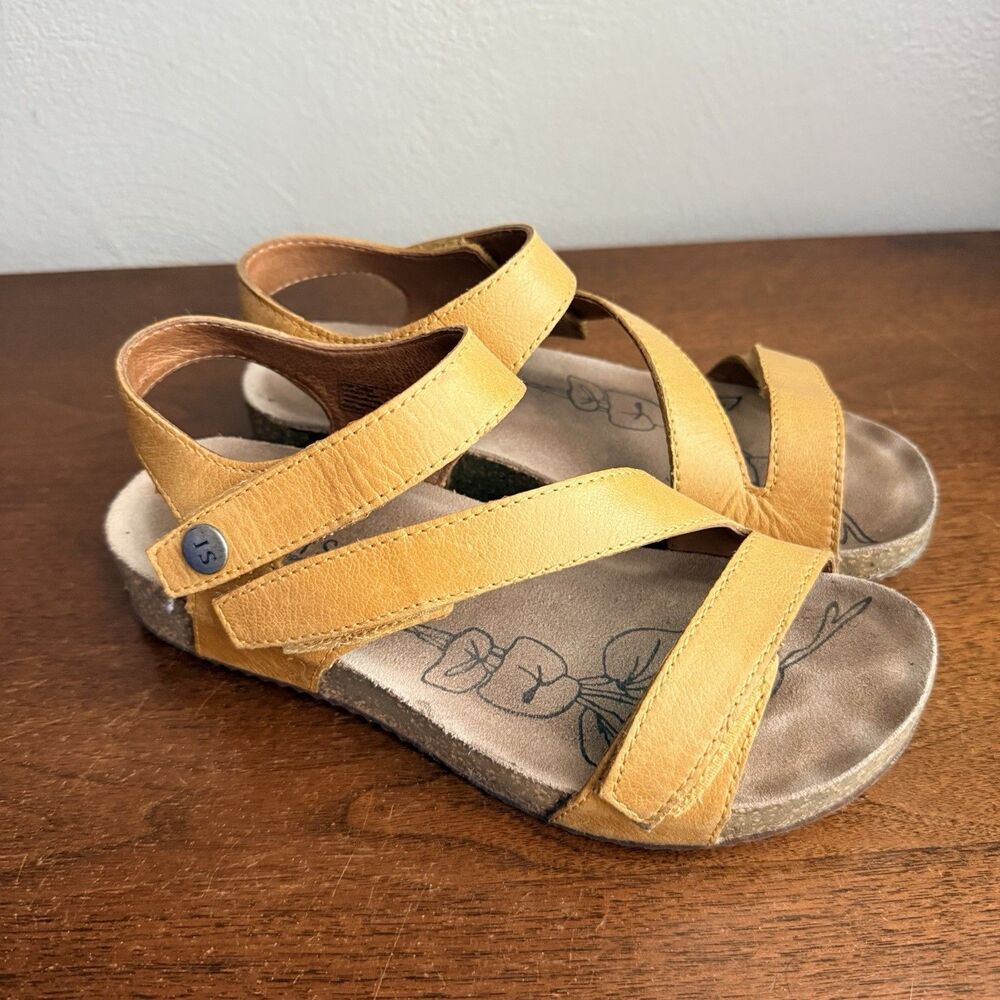Josef Seibel Yellow Leather Size 36 Ankle Strap Sandals US 6M